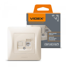 Розетка CAT3 одинарна телефонна кремова VIDEX BINERA