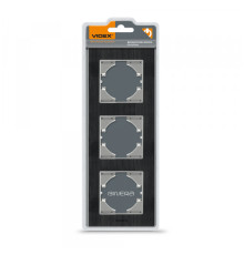 Рамка чорний алюміній на 3 місця вертикальна VIDEX BINERA