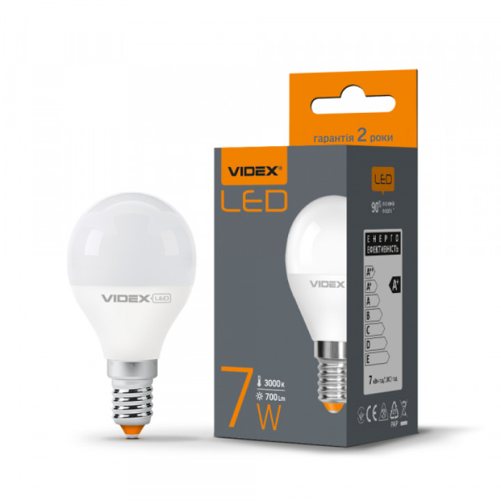 LED лампа VIDEX  G45e 7W E14 3000K · VIDEX · 24958