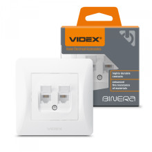 Розетка CAT3+CAT3 подвійна телефонна біла VIDEX BINERA · VIDEX · 25083