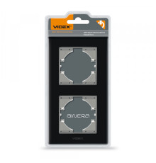 Рамка чорне скло на 2 місця вертикальна VIDEX BINERA