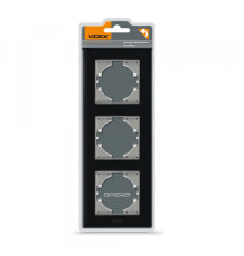 Рамка чорне скло на 3 місця вертикальна VIDEX BINERA