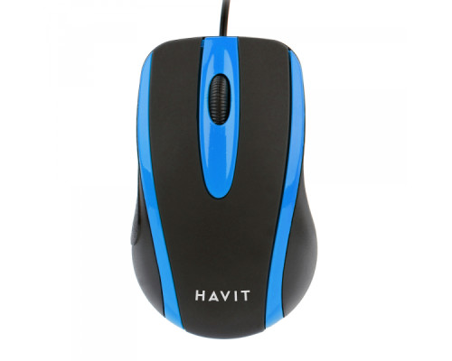 Дротова миша HAVIT HV-MS753 USB Black/Blue (1000 DPI, 3 кл)