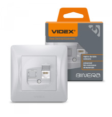 Розетка CAT6 одинарна комп'ютерна срібний шовк VIDEX BINERA