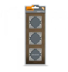 Рамка шоколадний алюміній на 3 місця вертикальна VIDEX BINERA