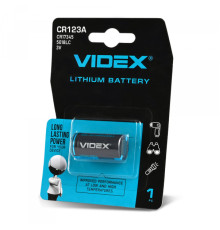 Батарейка літієва Videx CR123A 1шт BLISTER CARD