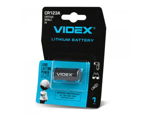 Батарейка літієва Videx CR123A 1шт BLISTER CARD