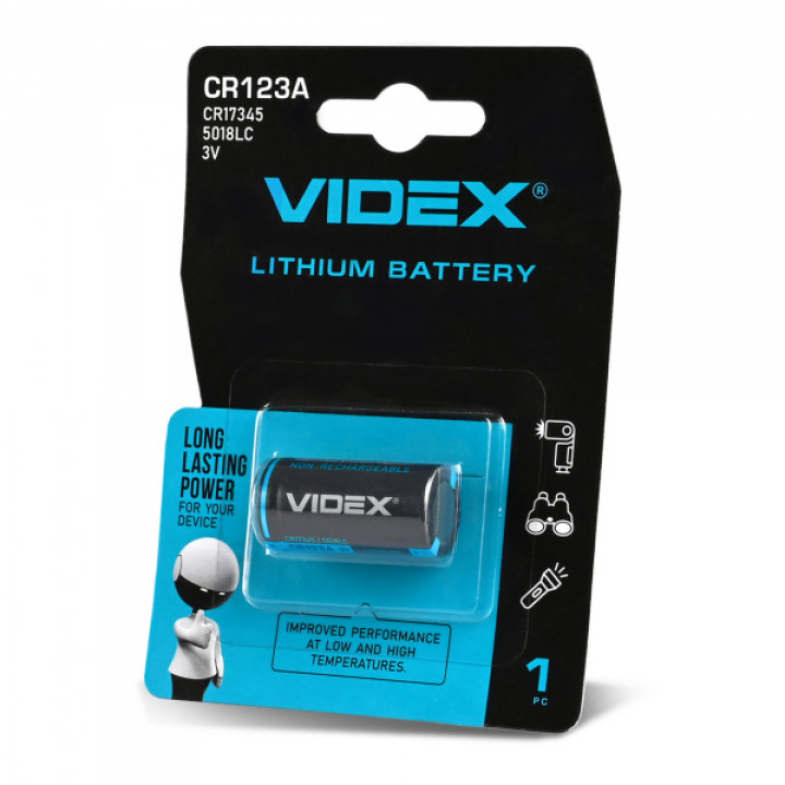 Батарейка літієва Videx CR123A 1шт BLISTER CARD · VIDEX · 23459