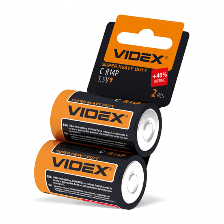 Батарейка сольова Videx R14P/C 2шт SHRINK CARD ціна за 1 шт · VIDEX · 21155