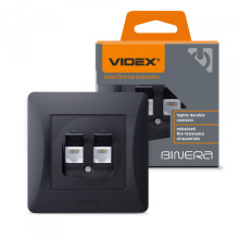Розетка CAT6+CAT3 подвійна чорний графіт VIDEX BINERA · VIDEX · 24574