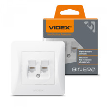 Розетка CAT6+CAT6 подвійна комп'ютерна біла VIDEX BINERA · VIDEX · 25082