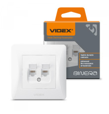 Розетка CAT6+CAT6 подвійна комп'ютерна біла VIDEX BINERA
