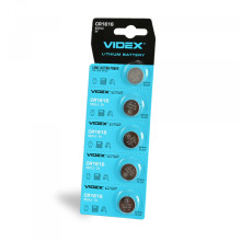 Батарейка літієва Videx CR1616 5шт BLISTER CARD ціна за 1 шт · VIDEX · 23370