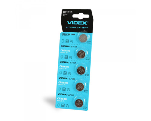 Батарейка літієва Videx CR1616 5шт BLISTER CARD