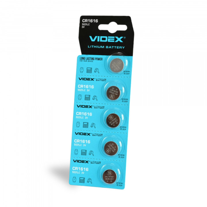 Батарейка літієва Videx CR1616 5шт BLISTER CARD ціна за 1 шт · VIDEX · 23370