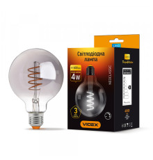 LED лампа VIDEX Filament G95FGD 4W E27 2100K дімерна графіт