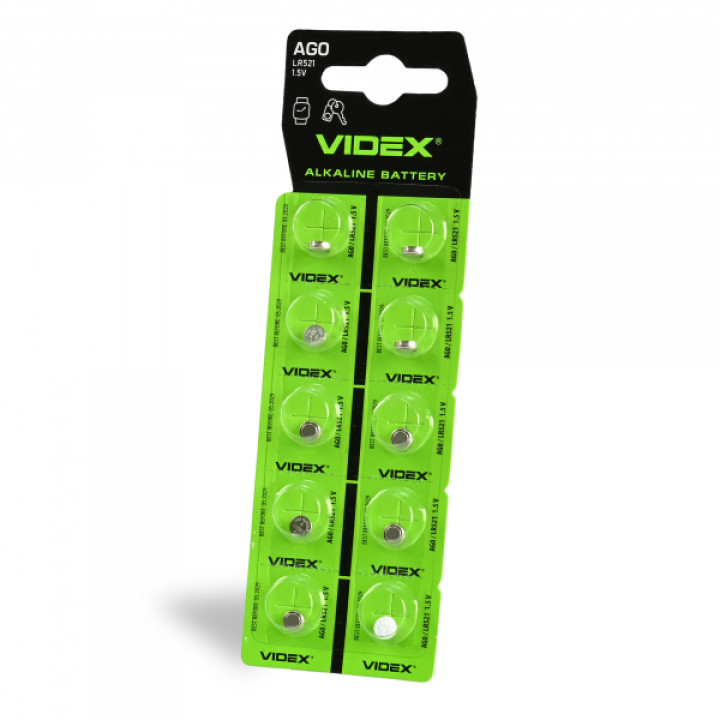 Батарейка годинникова Videx AG 0/LR521 BLISTER CARD кратно10 шт · VIDEX · 23264