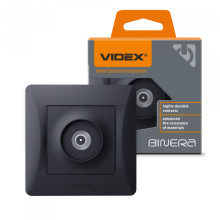 Розетка TV одинарна телевізійна чорний графіт VIDEX BINERA · VIDEX · 24470