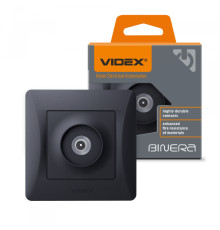 Розетка TV одинарна телевізійна чорний графіт VIDEX BINERA