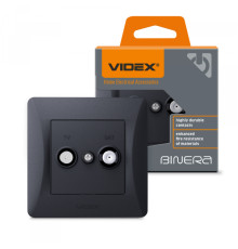 Розетка TV+SAT кінцева чорний графіт VIDEX BINERA