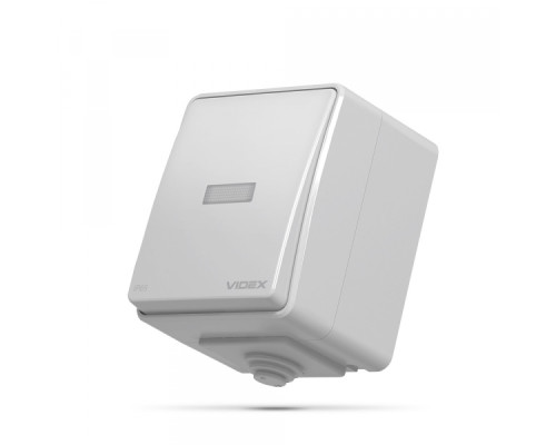 IP65 Вимикач зовнішній одноклавішний із підсвіткою сірий VIDEX BINERA