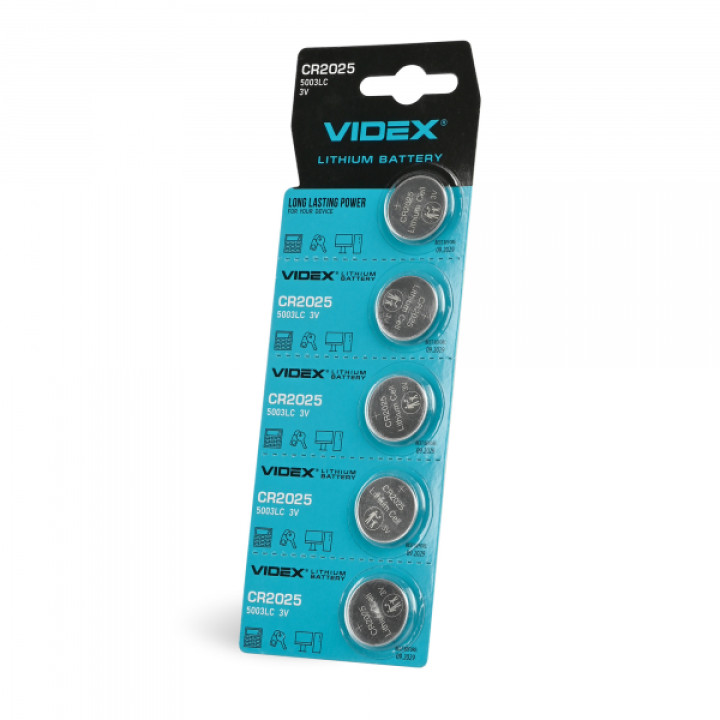 Батарейка літієва Videx CR2025 5шт BLISTER CARD ціна за 1 шт · VIDEX · 22760