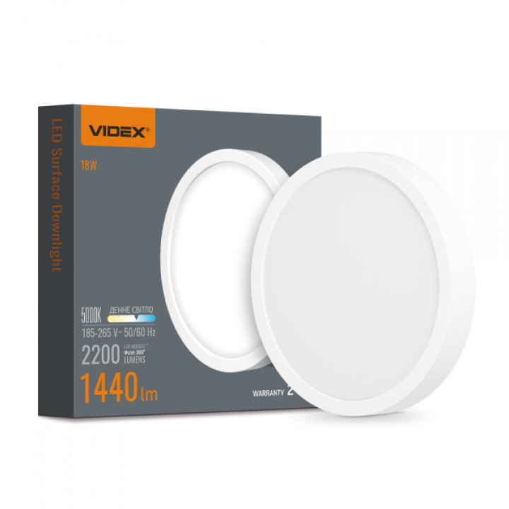 LED Світильник круглий накладний VIDEX 18W 5000K White · VIDEX · 24626