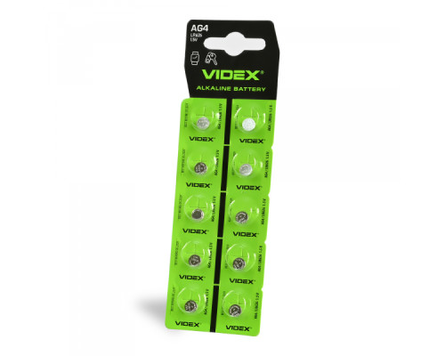 Батарейка годинникова Videx AG 4/LR626 BLISTER CARD 10 шт