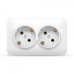 IP20 Розетка зовнішня подвійна із заземленням біла VIDEX BINERA