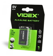 Батарейка лужна Videx 6LR61/9V (Крона) 1шт BLISTER