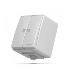 IP65 Вимикач зовнішній двохклавішний з підсвіткою сірий VIDEX BINERA