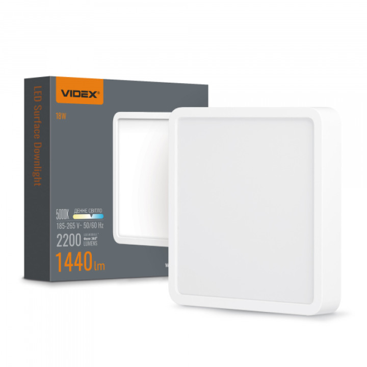 LED Світильник накладний квадрат VIDEX 18W 5000K White · VIDEX · 24152