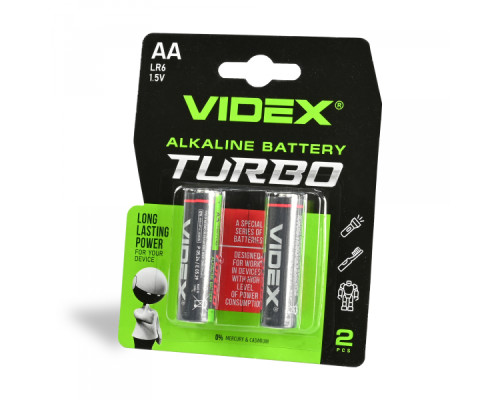 Батарейка лужна Videx LR6/AA Turbo 2шт BLISTER
