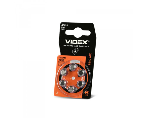 Батарейка повітряно цинкова Videx ZA13 (PR48) BLISTER 6