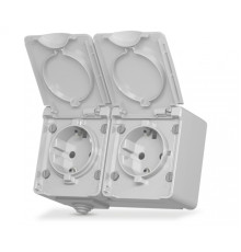 IP65 Розетка зовнішня подвійна із заземленням сіра VIDEX BINERA