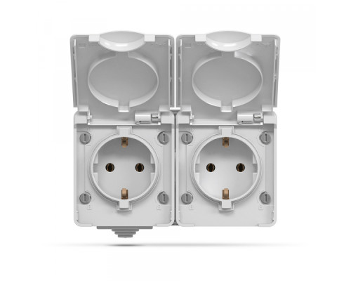 IP65 Розетка зовнішня подвійна із заземленням сіра VIDEX BINERA