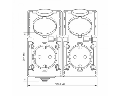 IP65 Розетка зовнішня подвійна із заземленням сіра VIDEX BINERA