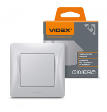 Вимикач одноклавішний срібний шовк VIDEX BINERA