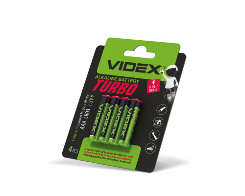 Батарейка лужна Videx LR03/AAA Turbo 4шт BLISTER
