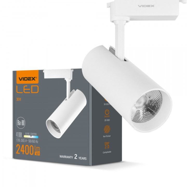 LED світильник трековий VIDEX 30W 4100K білий · VIDEX · 25916