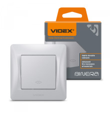 Вимикач одноклавішний проміжний срібний шовк VIDEX BINERA