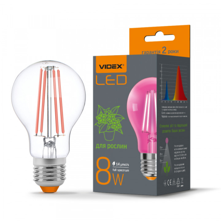 LED лампа VIDEX Filament A60FF 08W E27 1200K · VIDEX · 25883