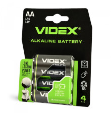 Батарейка лужна Videx LR6/AA 4шт Blister Card