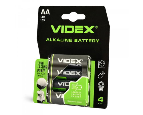 Батарейка лужна Videx LR6/AA 4шт Blister Card