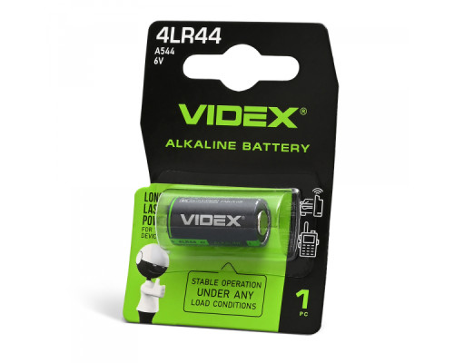 Батарейка лужна Videx 4LR44/A544  1шт BLISTER