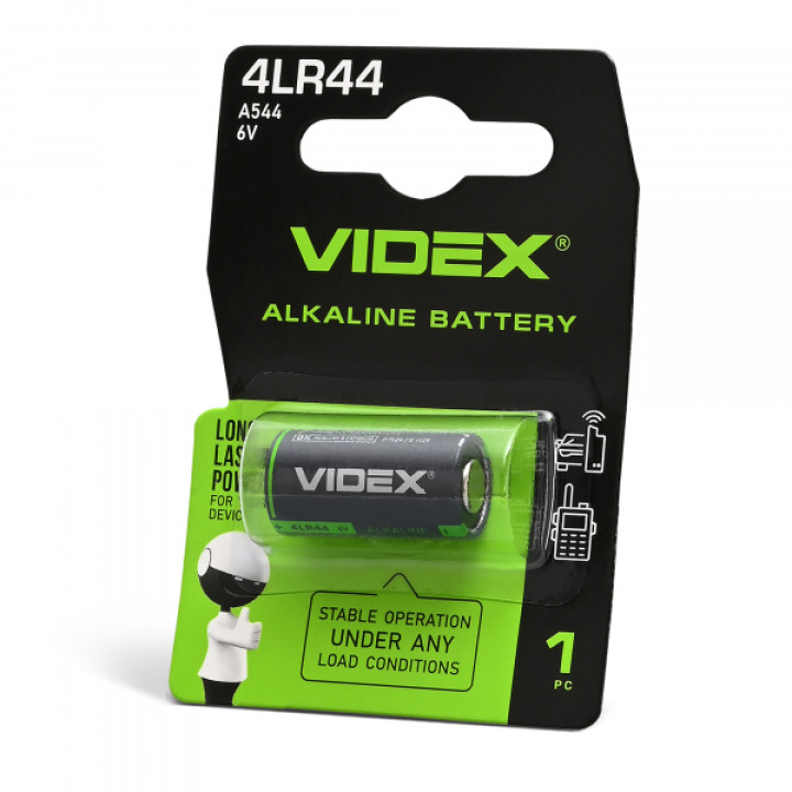 Батарейка лужна Videx 4LR44/A544  1шт кратно кратно BLISTER · VIDEX · 25723