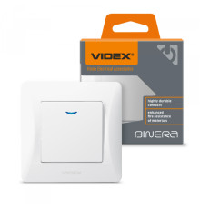 Вимикач одноклавішний з підсвіткою білий VIDEX BINERA