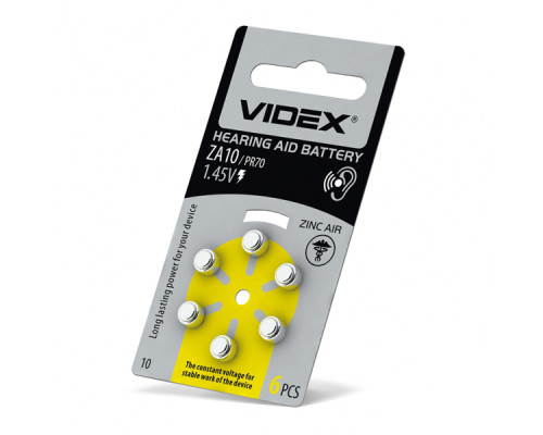 Батарейка повітряно цинкова Videx ZA10 (PR70) BLISTER 6