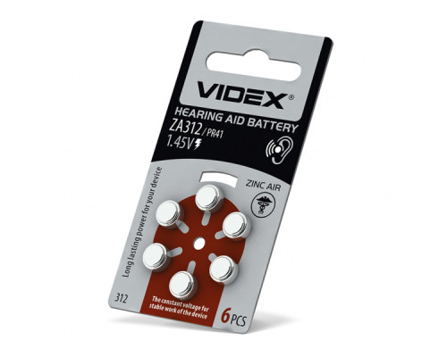 Батарейка повітряно цинкова Videx ZA312 (PR41) BLISTER 6