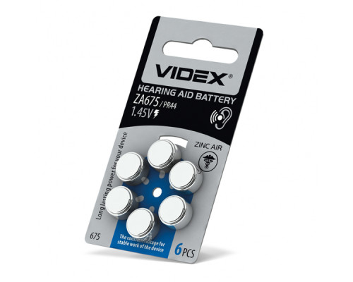Батарейка повітряно цинкова Videx ZA675 (PR44) BLISTER 6